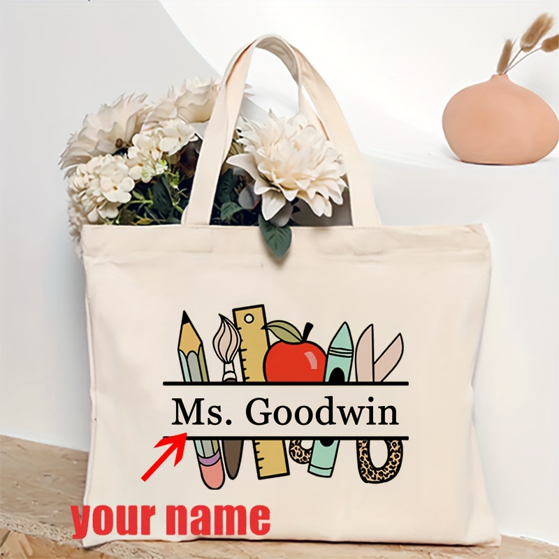 Women'S Best Bags For Travel - Özel Öğretmen İsimli Desenli Bez Çanta