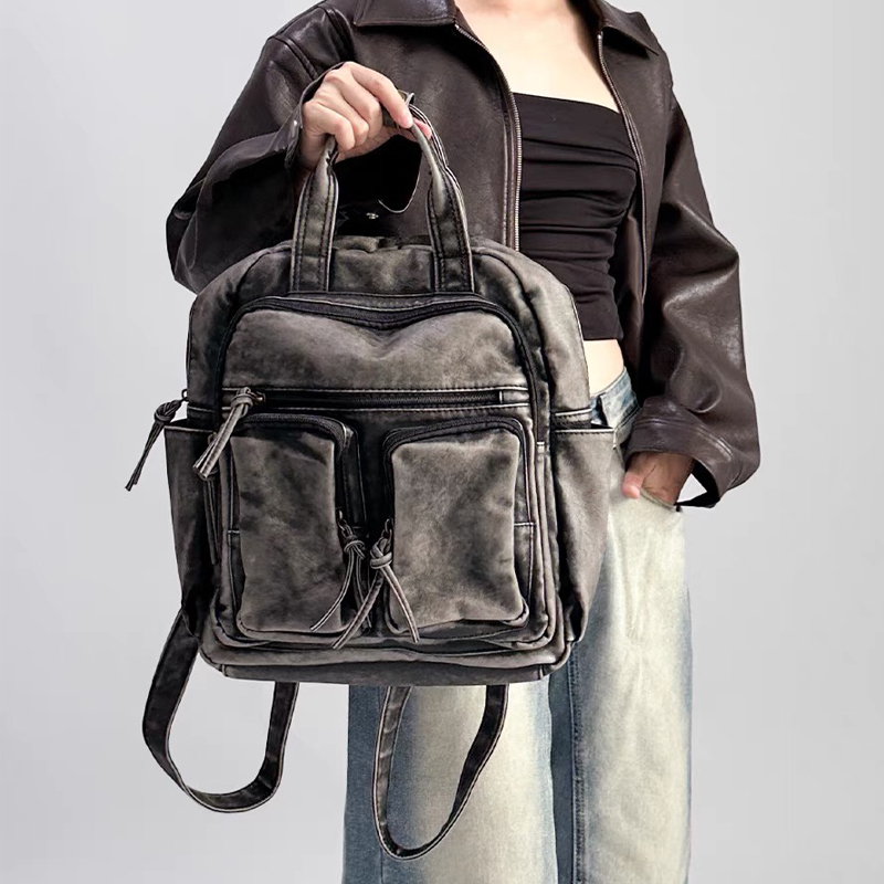 Women Bags In Trend - Lüks Yumuşak Yıkanmış PU Deri Sırt
